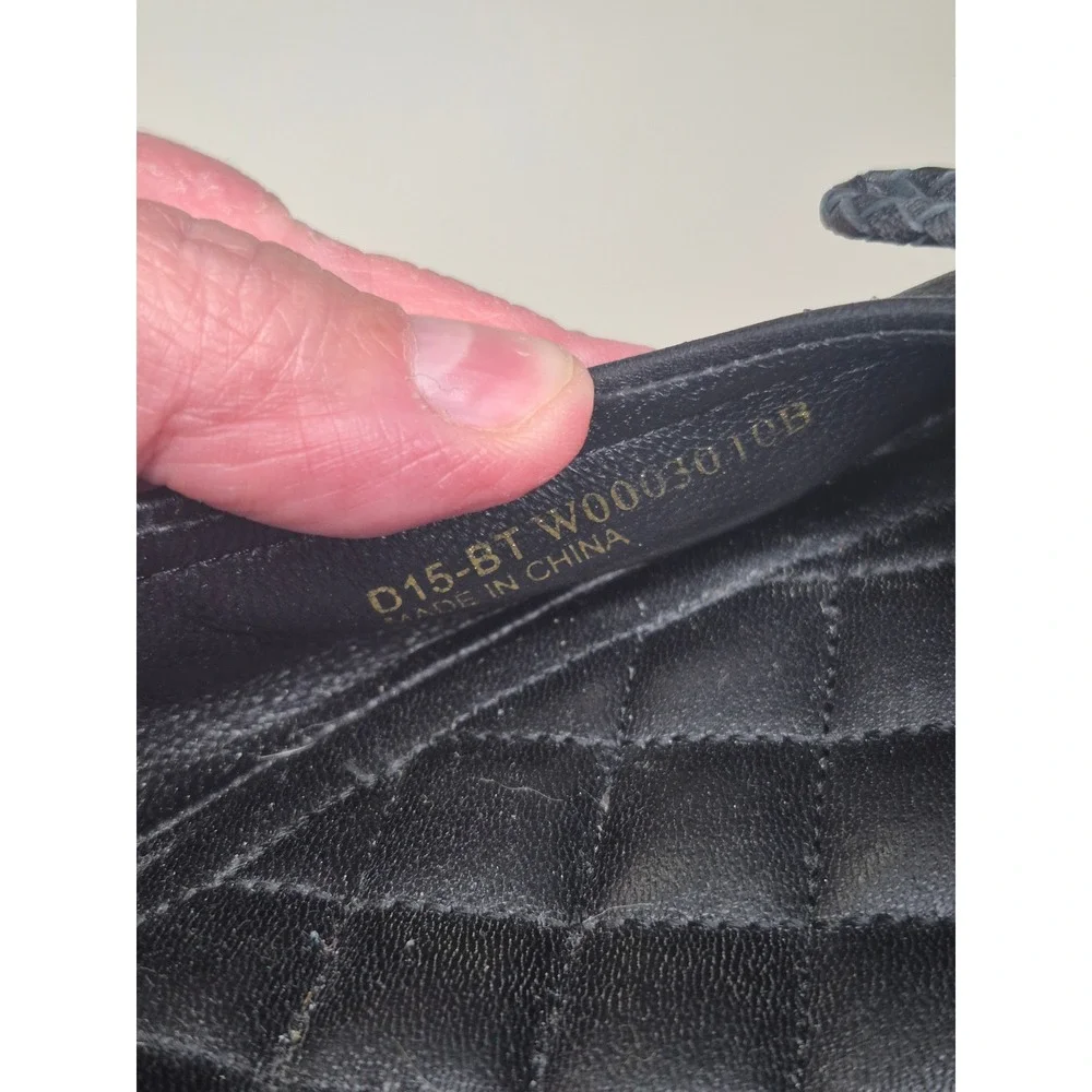 Cole Haan Grand.OS Women Black Leather Quilted Wedge Pumps Bow Detail Round Toe